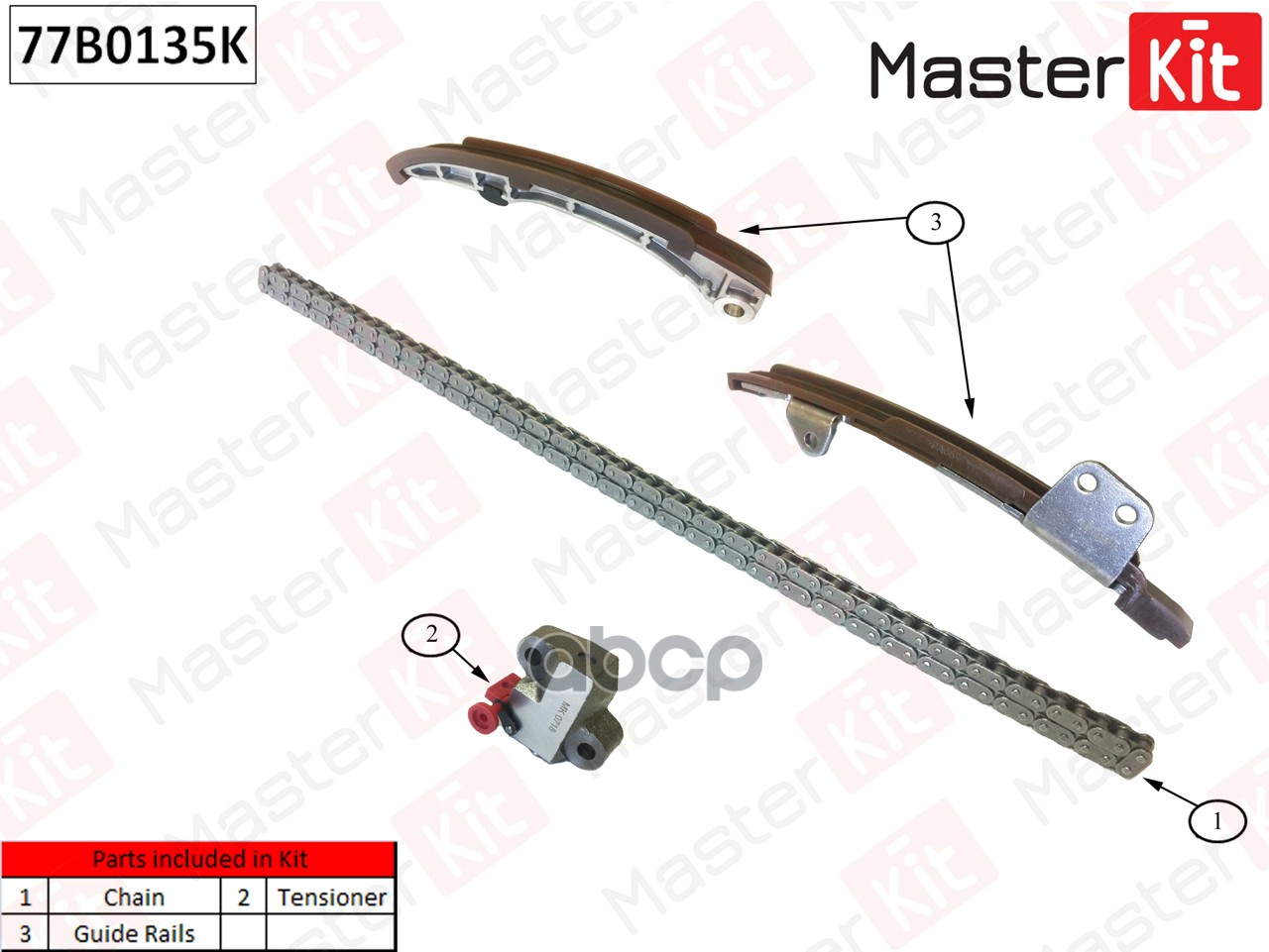 

Комплект Цепи Грм Toyota Echo/Porte/Premio/Vios/Yaris 02-14 (Без Звездочек) MasterKit арт., 77B0135K