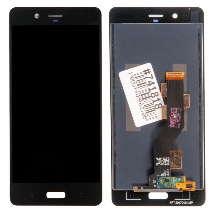 

Дисплей Rocknparts с тачскрином для Nokia 8 черный, Nokia 8