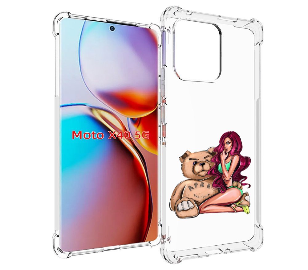 

Чехол MyPads девушка-с-большим-плюшевым-мишкой для Motorola Moto X40, Прозрачный, Tocco