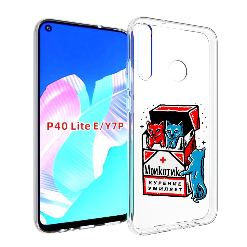 

Чехол бампер MyPads красно-синие-коты для Huawei P40 Lite E, Прозрачный, Tocco