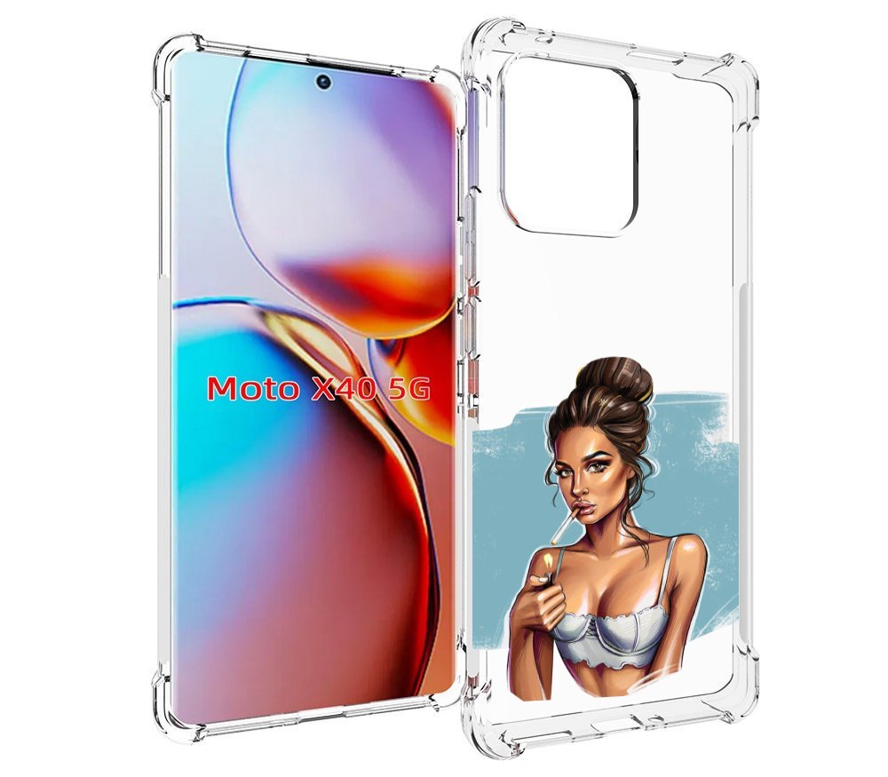 

Чехол MyPads девушка-с-зажигалкой для Motorola Moto X40, Прозрачный, Tocco
