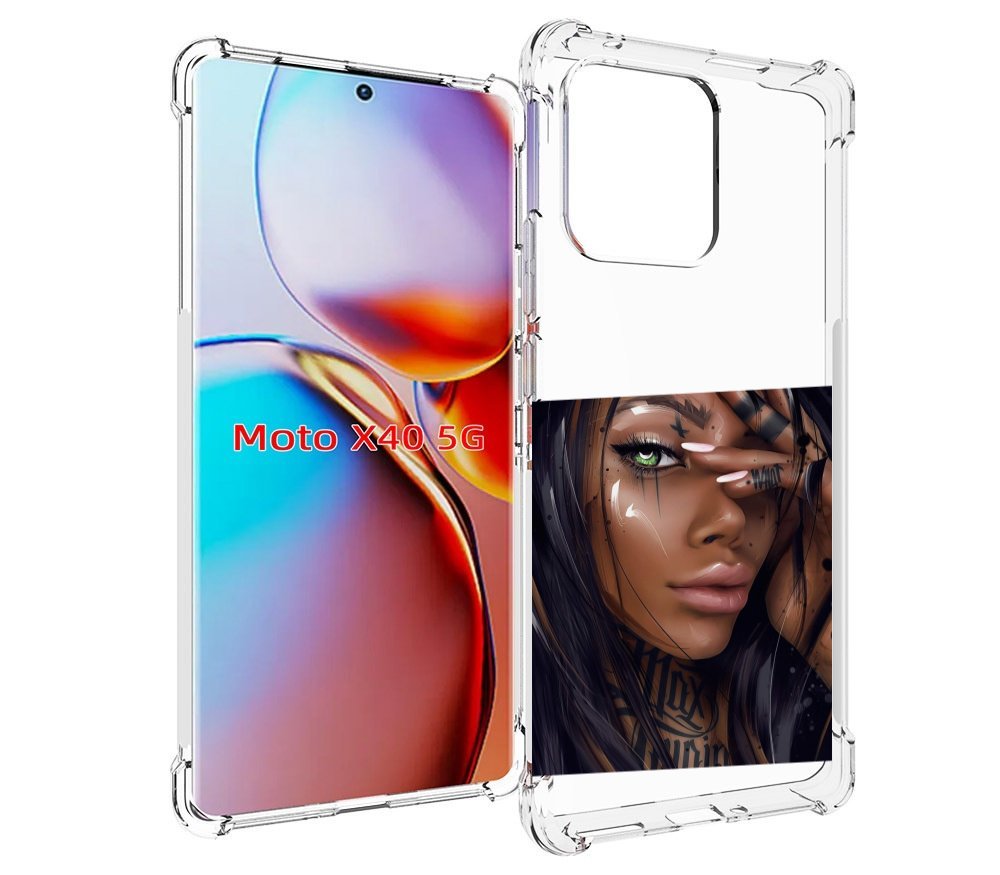 

Чехол MyPads девушка-с-зелеными-глазами-яркими для Motorola Moto X40, Прозрачный, Tocco