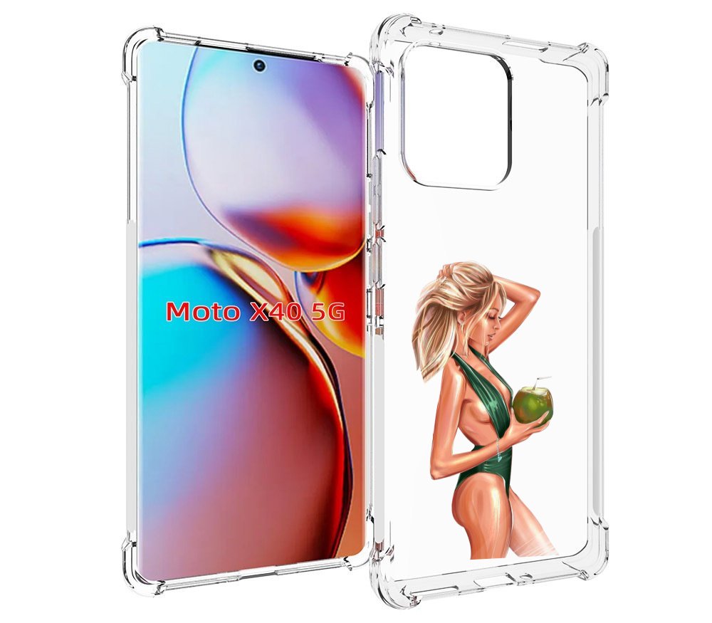 Чехол MyPads девушка-с-кокосом-в-зеленом-купальнике женский для Motorola Moto X40