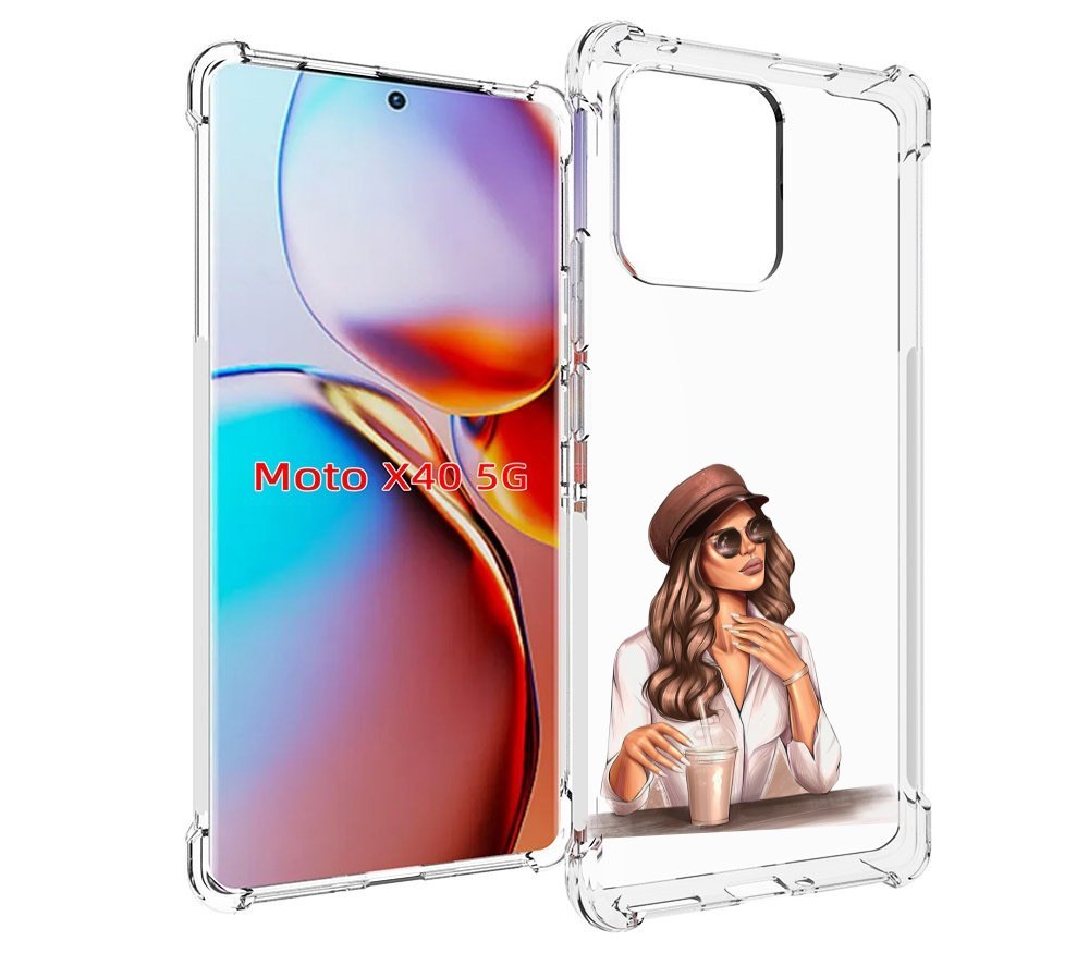 

Чехол MyPads девушка-с-милкшейком женский для Motorola Moto X40, Прозрачный, Tocco
