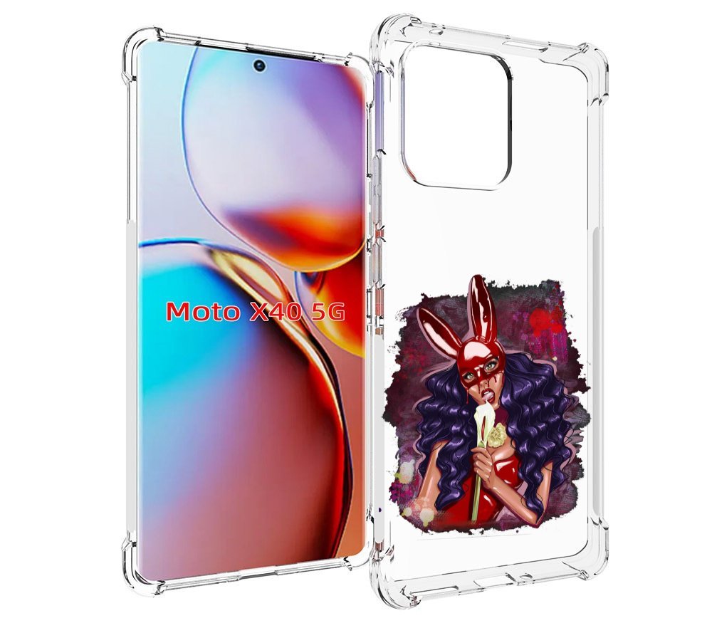 

Чехол MyPads девушка-с-текучей-маской женский для Motorola Moto X40, Прозрачный, Tocco