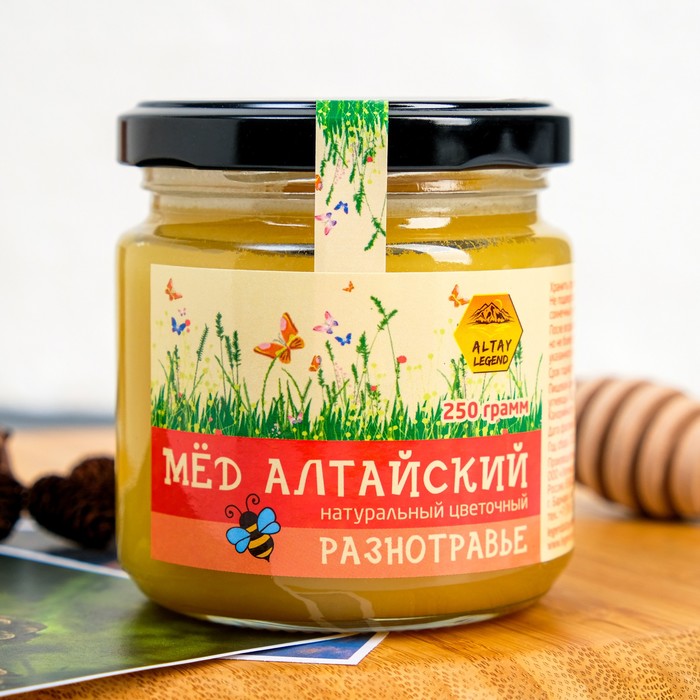 

Легенда Алтая Мёд Алтайский "Разнотравье", натуральный цветочный, 250 г стекло
