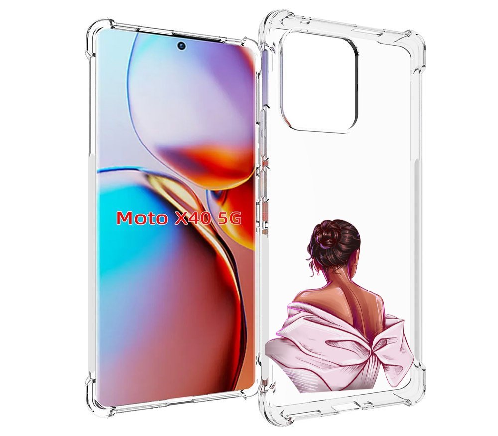 

Чехол MyPads девушка-со-спины женский для Motorola Moto X40, Прозрачный, Tocco