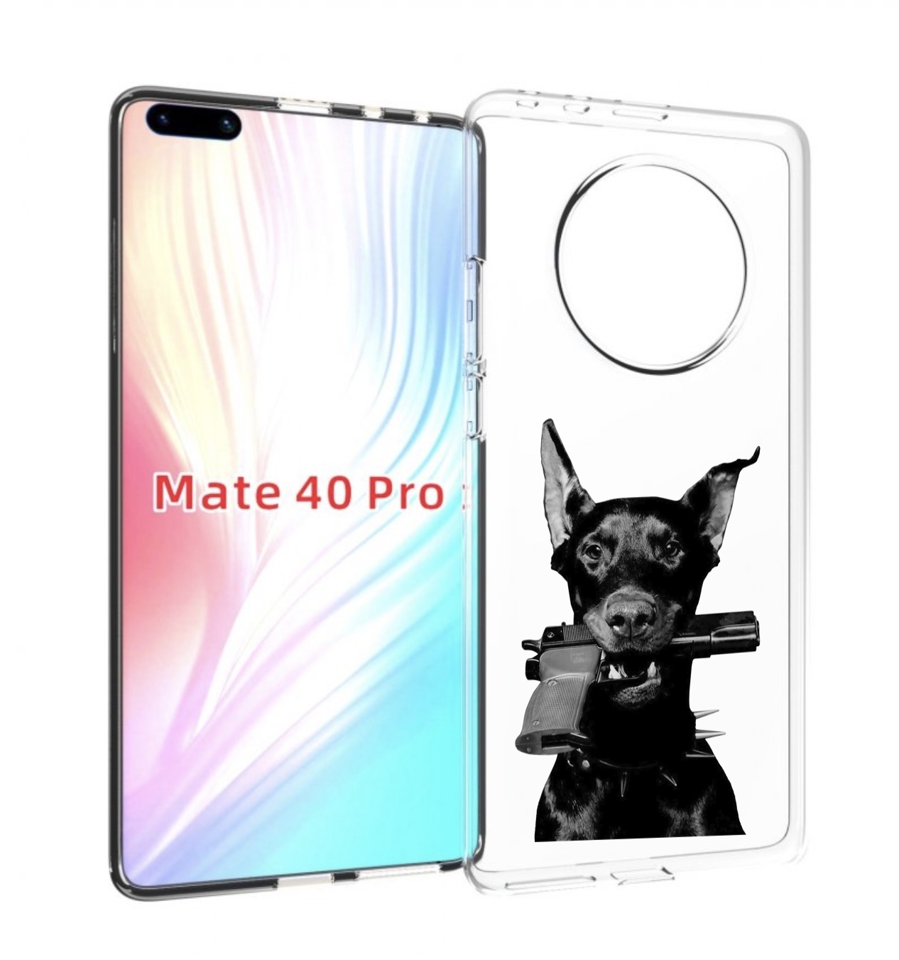 

Чехол MyPads доберман с пистолетом для Huawei Mate 40 Pro (NOH-NX9), Прозрачный, Tocco