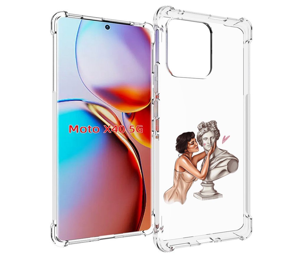 

Чехол MyPads девушка-со-статуей женский для Motorola Moto X40, Прозрачный, Tocco