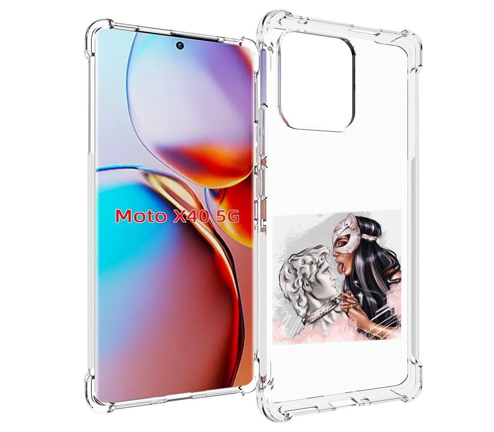 

Чехол MyPads девушка-флирт женский для Motorola Moto X40, Прозрачный, Tocco