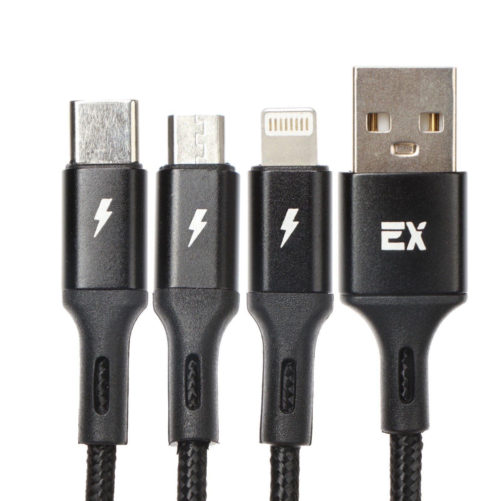 

Кабель Exployd EX-K-1417 USB Type-C/Lightning/micro USB - USB 1м, черный, EX-K-1417