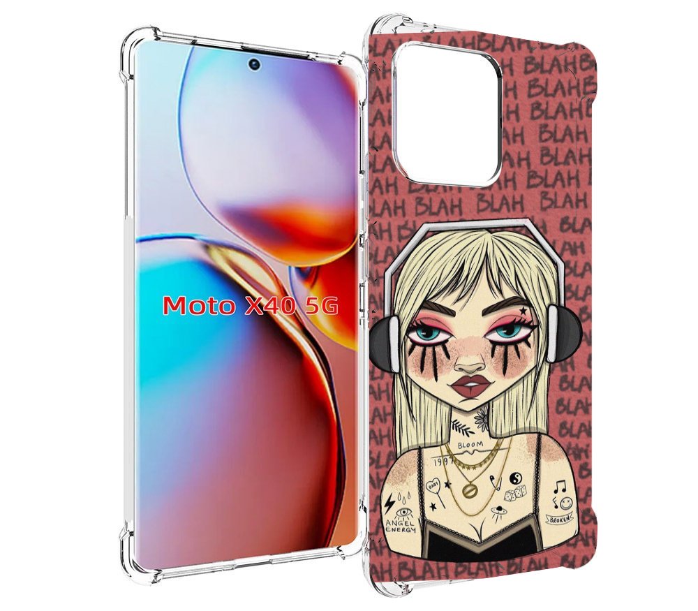 

Чехол MyPads дерзкая-девушка-в-наушниках женский для Motorola Moto X40, Прозрачный, Tocco