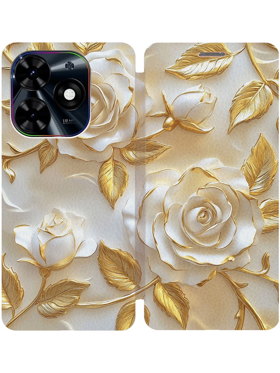 

Чехол-книжка на Tecno Spark Go 2024 / Spark 20 / 20C / Pop 8 с принтом золотой 872243, Золотистый;белый, 777768823