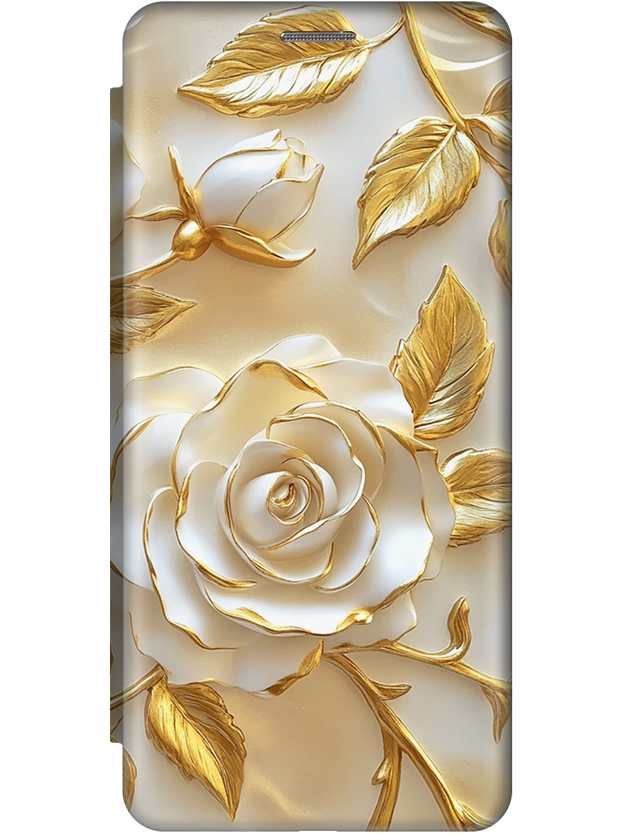 

Чехол-книжка на Samsung Galaxy A21s с принтом "Белые розы" золотой, Золотистый;белый, 723009323