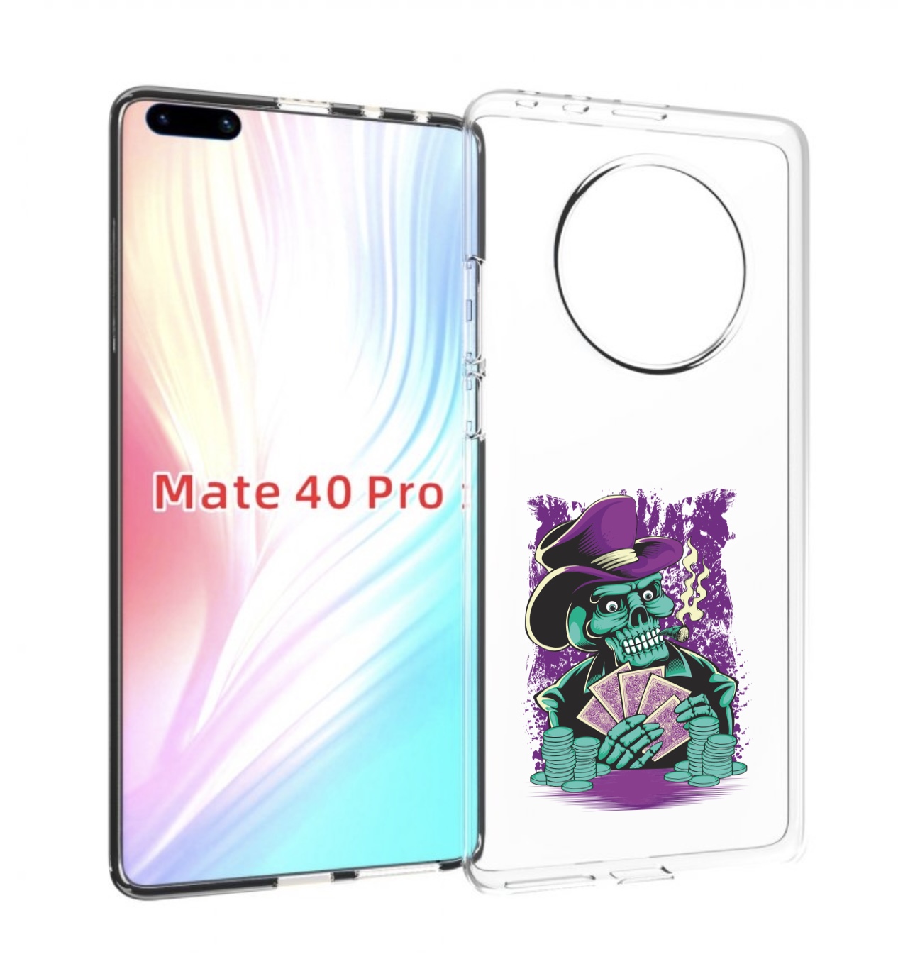 

Чехол MyPads зеленый череп с картами для Huawei Mate 40 Pro (NOH-NX9), Прозрачный, Tocco
