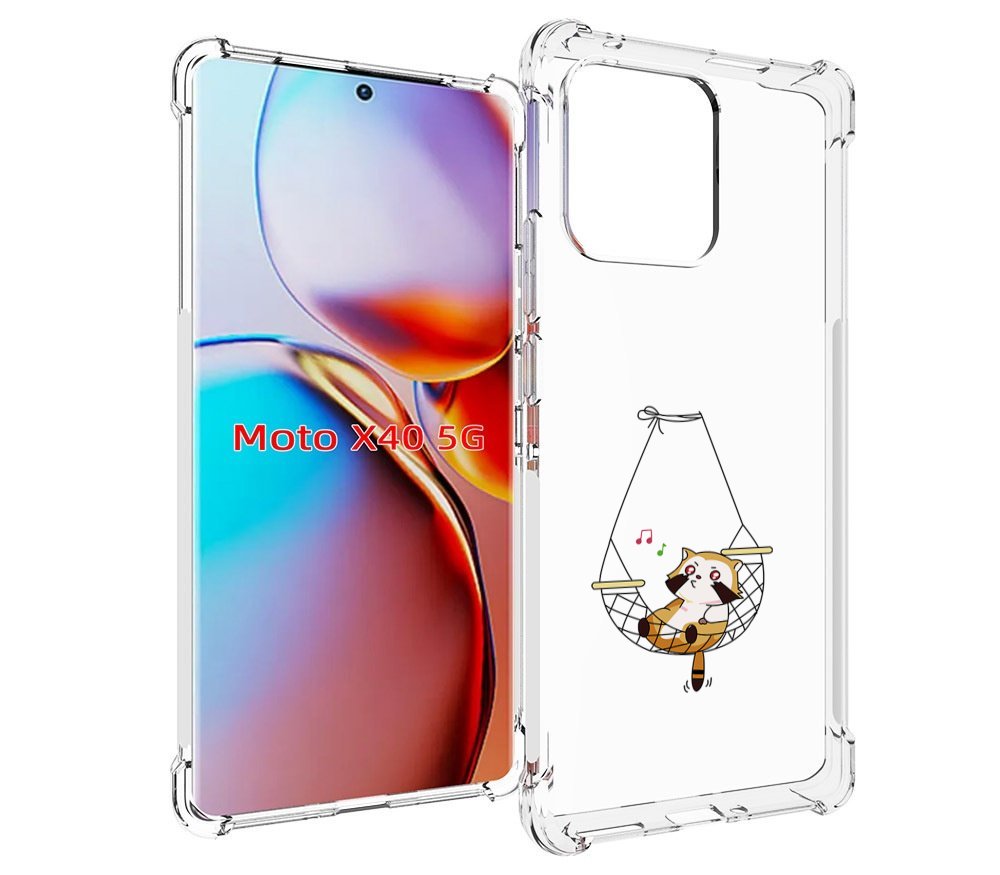 

Чехол MyPads енот-на-гамаке для Motorola Moto X40, Прозрачный, Tocco