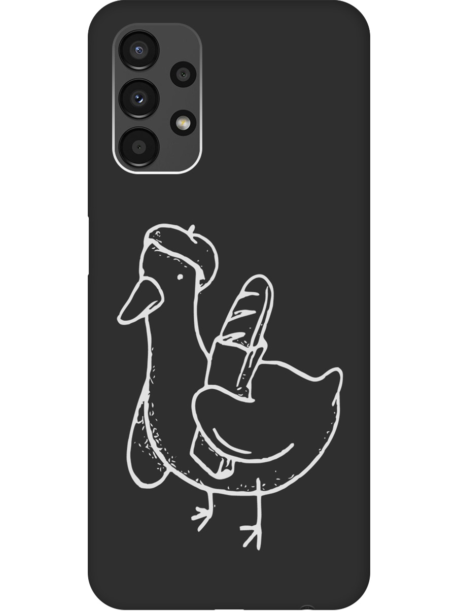 

Силиконовый чехол на Samsung Galaxy A13 4G с принтом "Французский гусь" матовый черный, Черный;белый;серый, 740132712