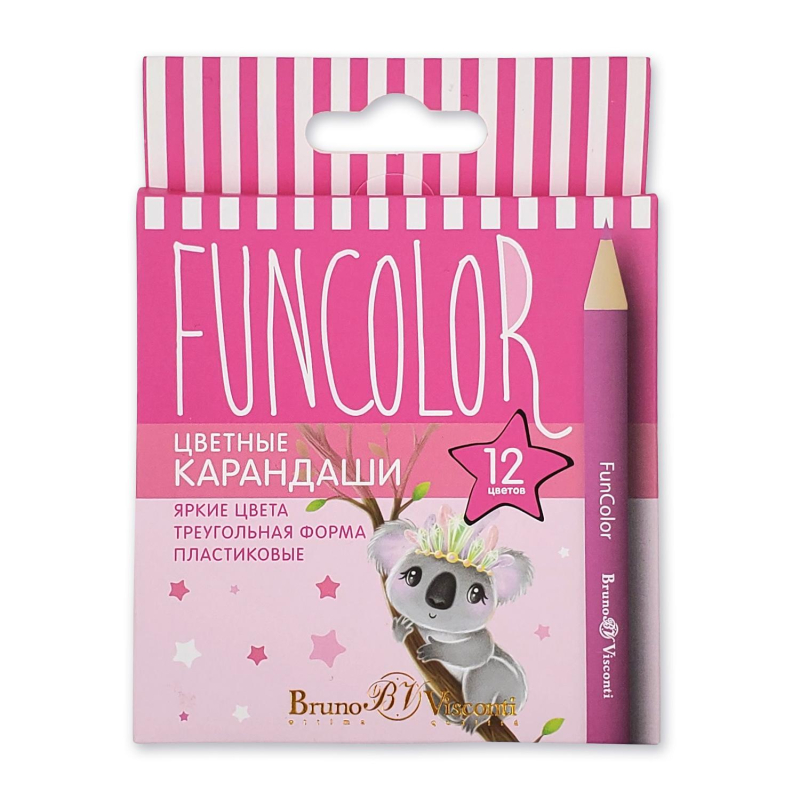 

Карандаши цветные укороченные FUNCOLOR пласт., 12цв., 30-0090