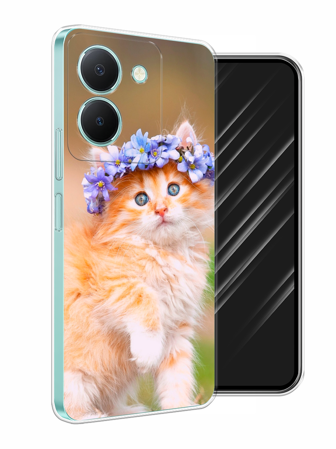 

Чехол Awog на Vivo Y36 "Рыжий кот в венке", Коричневый;синий, 268950-1