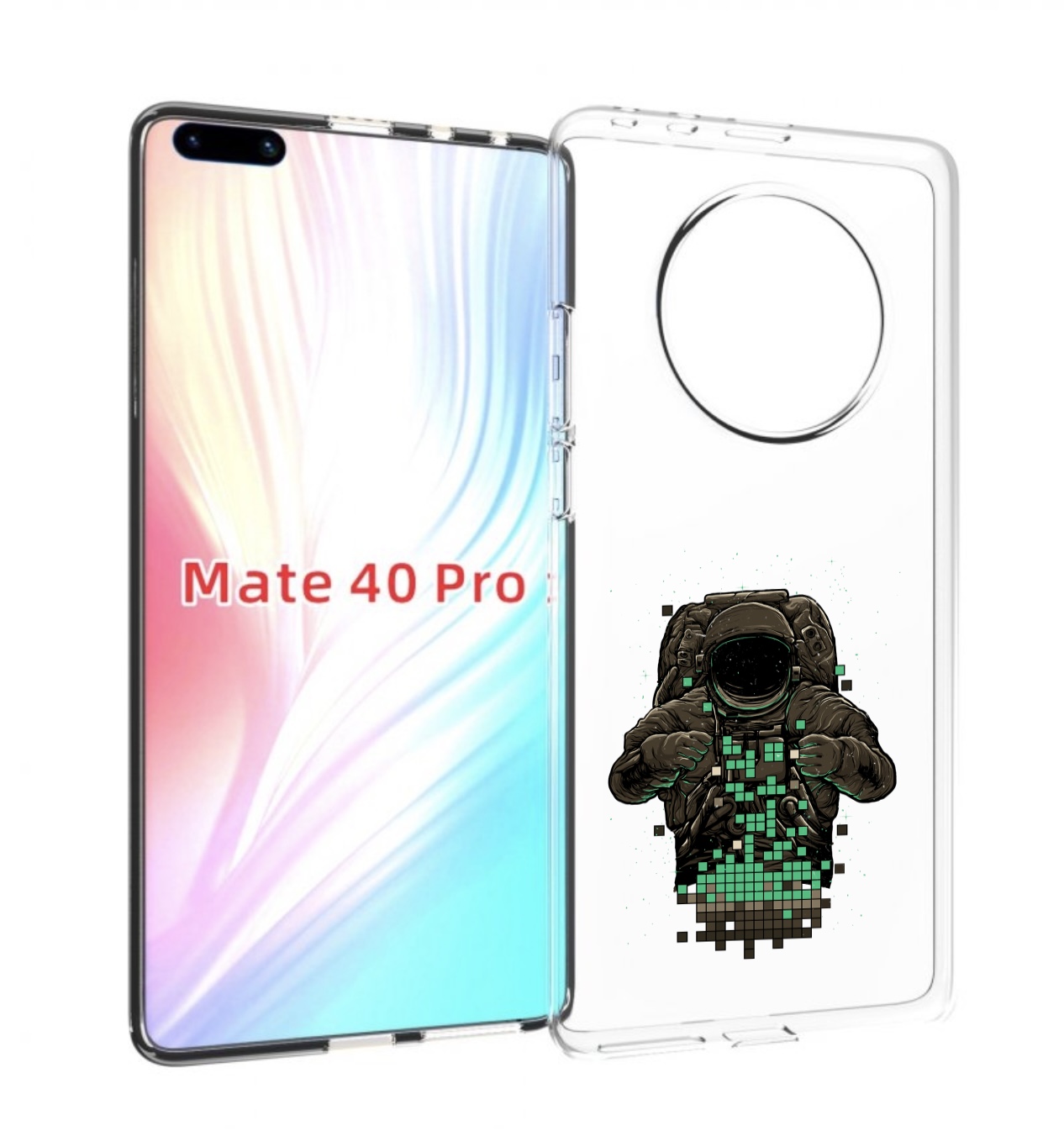 

Чехол MyPads космонавт с пикселями для Huawei Mate 40 Pro (NOH-NX9), Прозрачный, Tocco