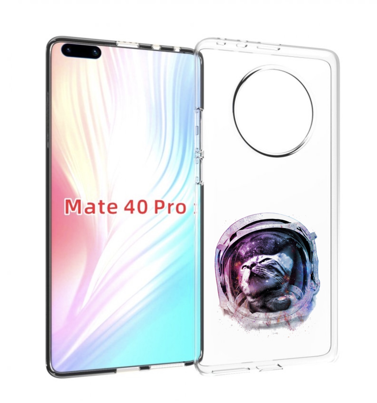 

Чехол MyPads кот в шлеме для Huawei Mate 40 Pro (NOH-NX9), Прозрачный, Tocco