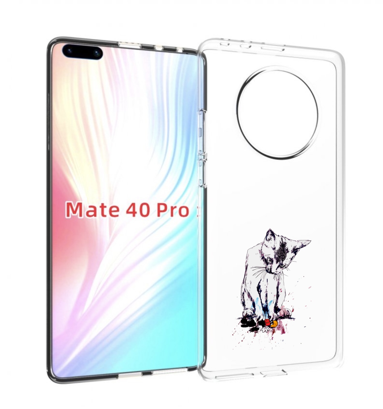 

Чехол MyPads кот и микки для Huawei Mate 40 Pro (NOH-NX9), Прозрачный, Tocco