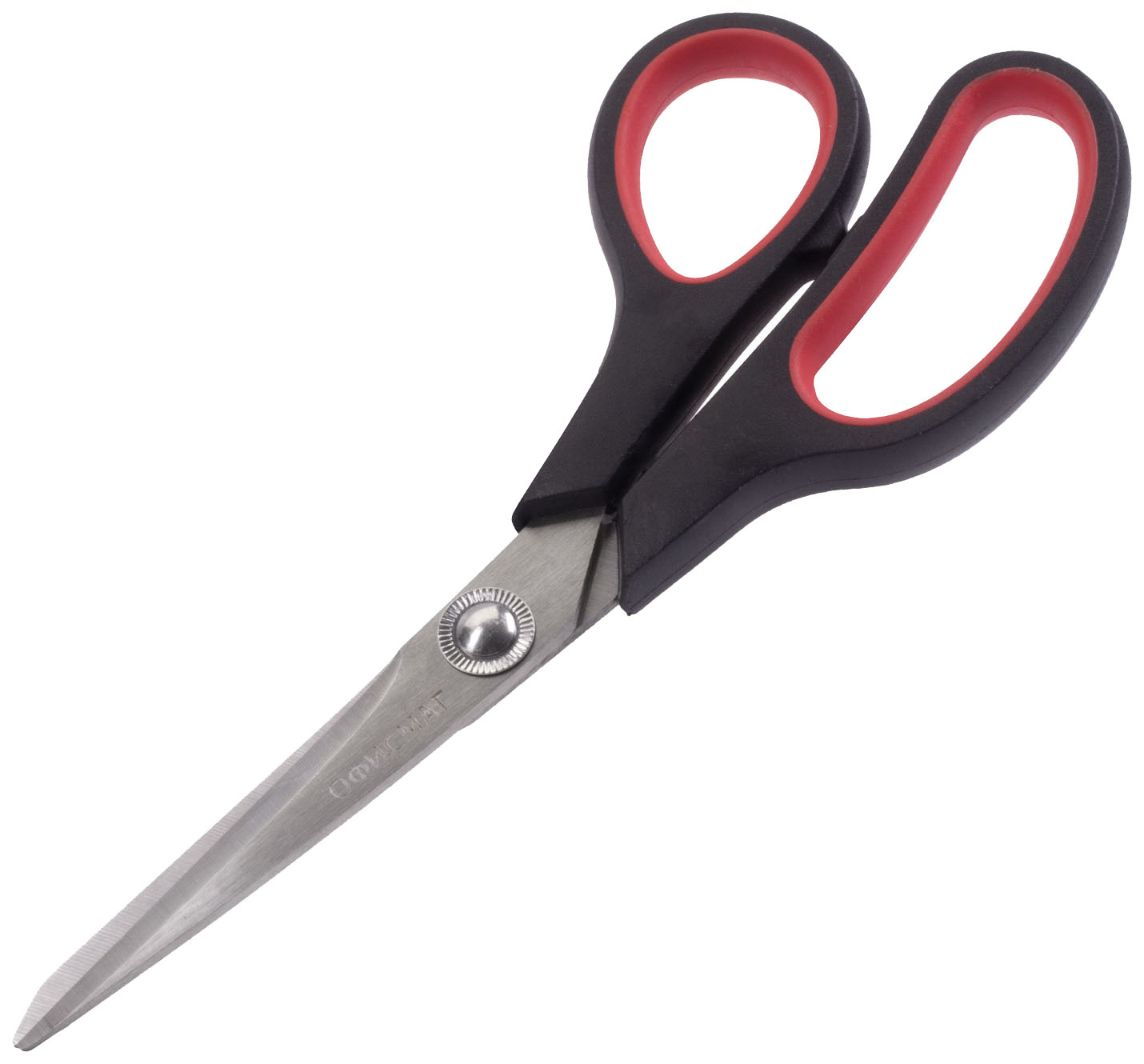 Ножницы ОФИСМАГ Soft Grip 190мм резиновые вставки черно-красные 3-стор заточка 236456