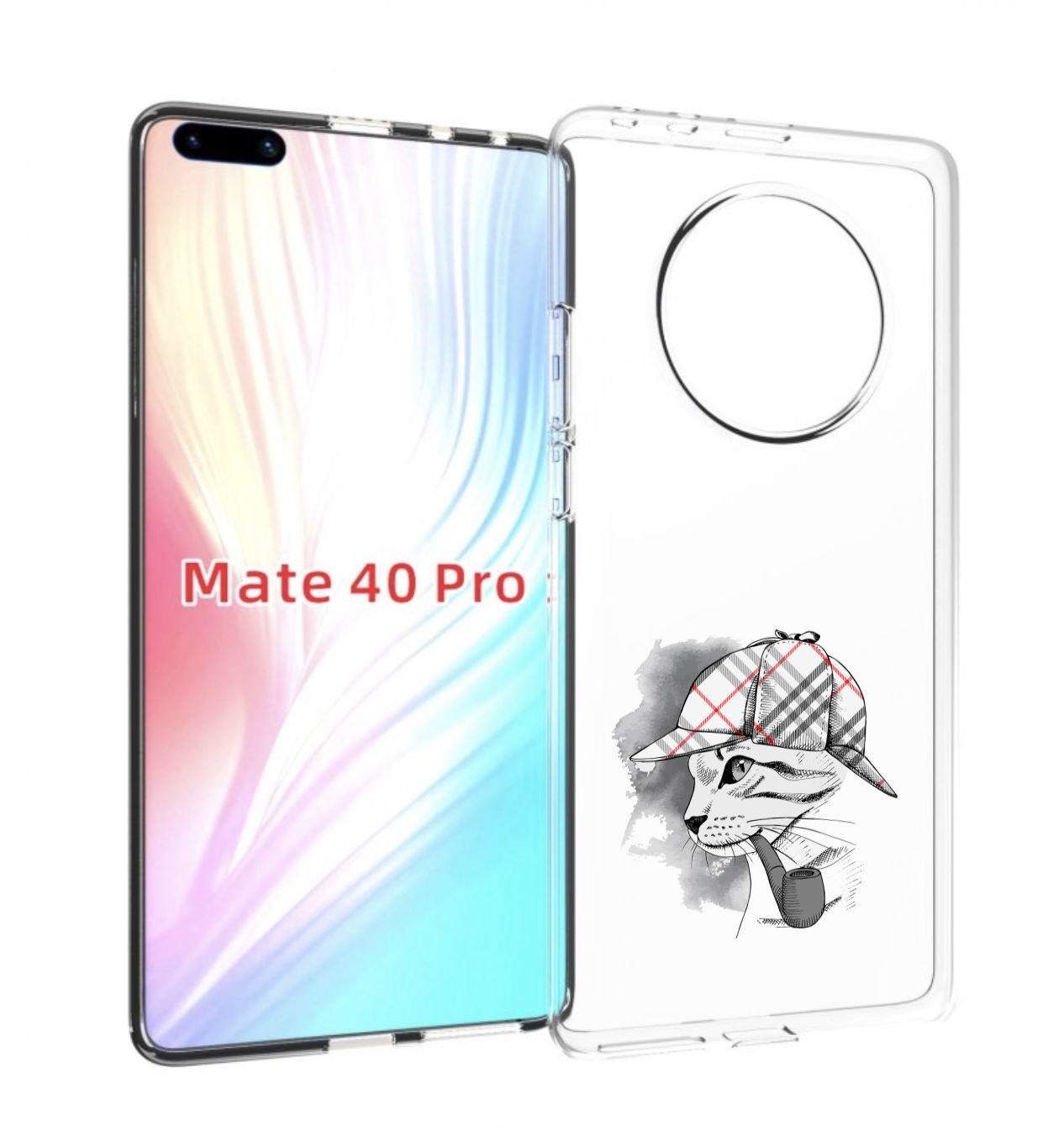 

Чехол MyPads кошка с трубкой для Huawei Mate 40 Pro (NOH-NX9), Прозрачный, Tocco