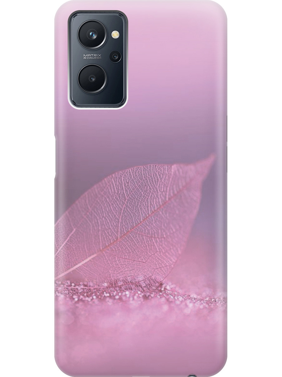 

Силиконовый чехол на Realme 9i с принтом "Листок в розовых блестках", Прозрачный;розовый;фиолетовый, 740189422