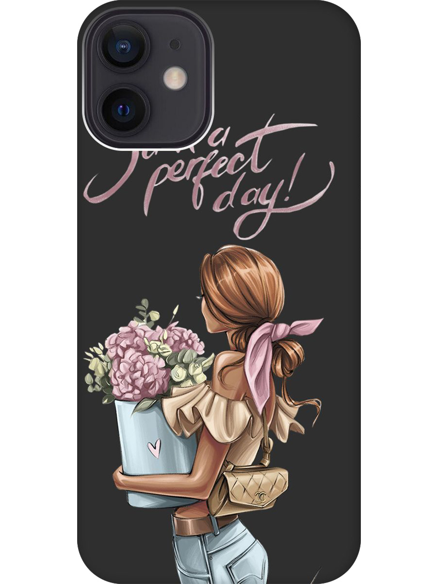 

Силиконовый чехол на Apple iPhone 12 Mini с принтом "Какой прекрасный день" матовый черный, Черный;прозрачный;голубой;розовый, 723374075