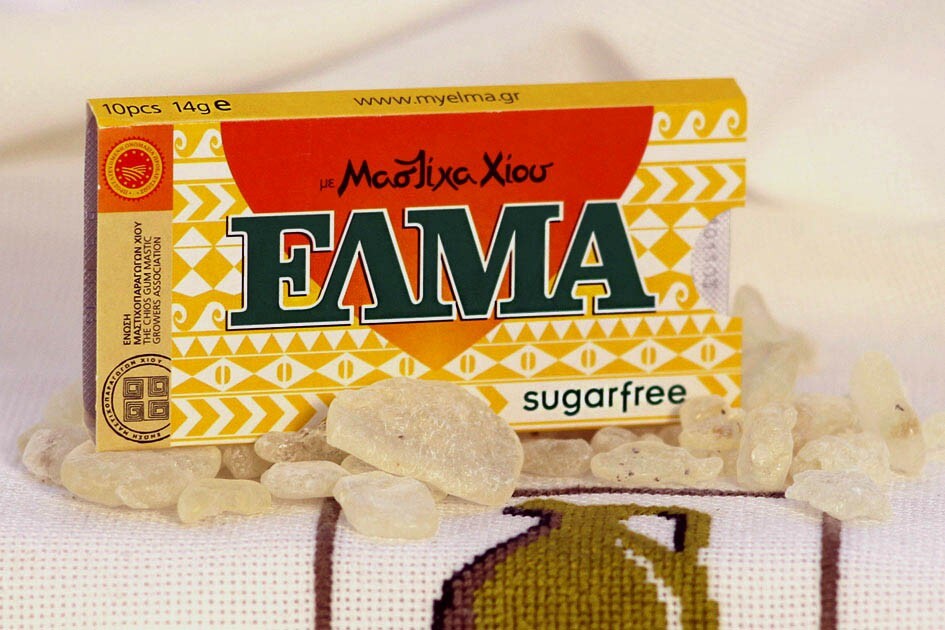 Жевательная резинка ELMA с мастикой без сахара желтая 1 блистер, 100 г