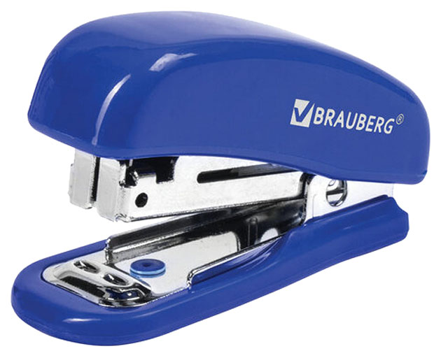 

Степлер №10 МИНИ BRAUBERG Classic, до 12 листов, с антистеплером, синий, 228497