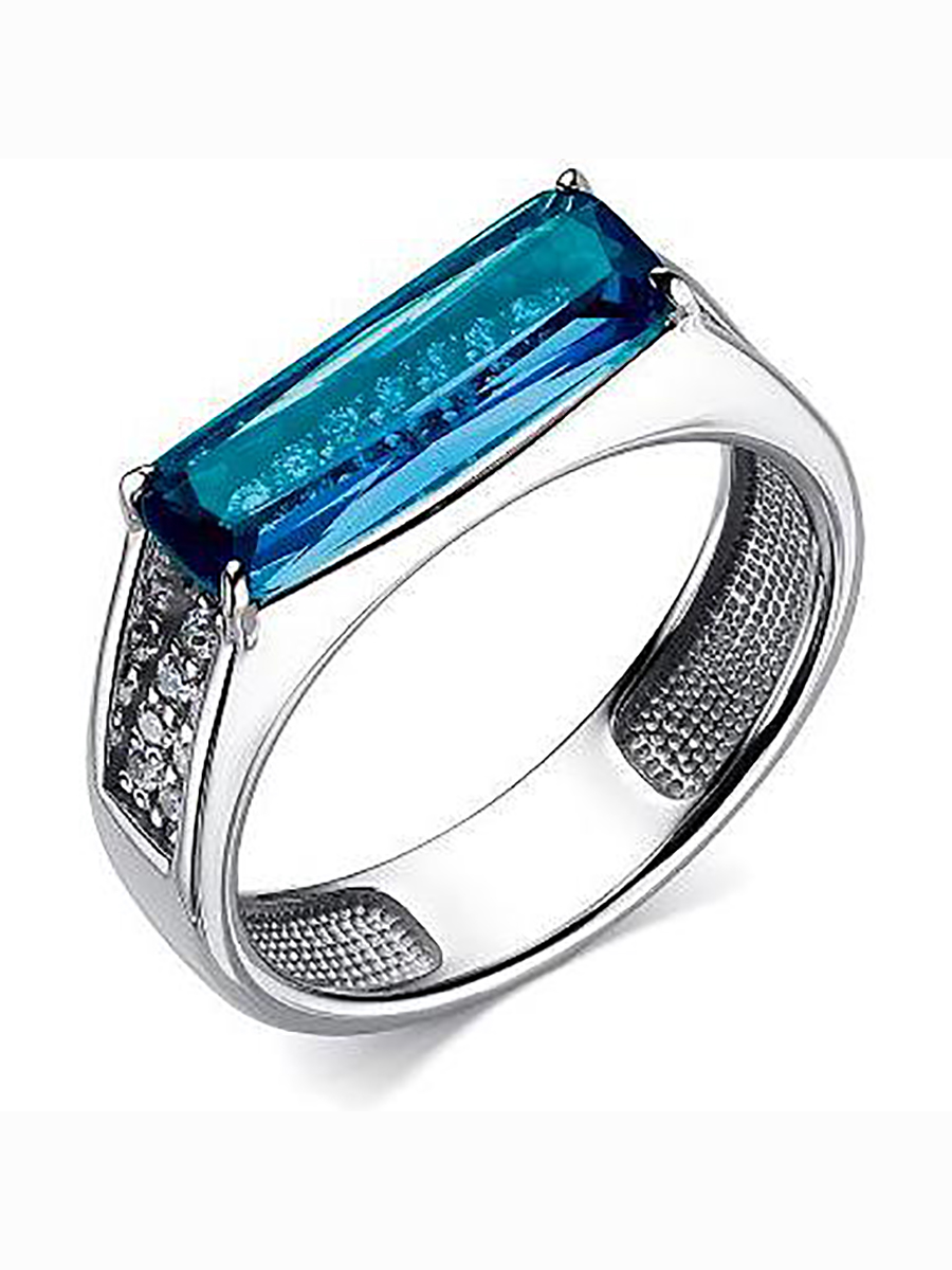 

Кольцо с топазом и фианитами из серебра р. 17 Алкор серебро 01-2095_ЮСТЛ-00, 01-2095_ЮСТЛ-00