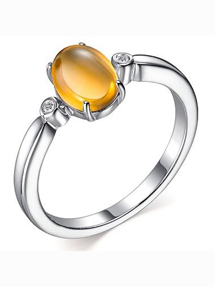 

Кольцо с фианитами и цитрином из серебра р. 15 Алкор серебро 01-2307_00ЦТ-00, 01-2307_00ЦТ-00