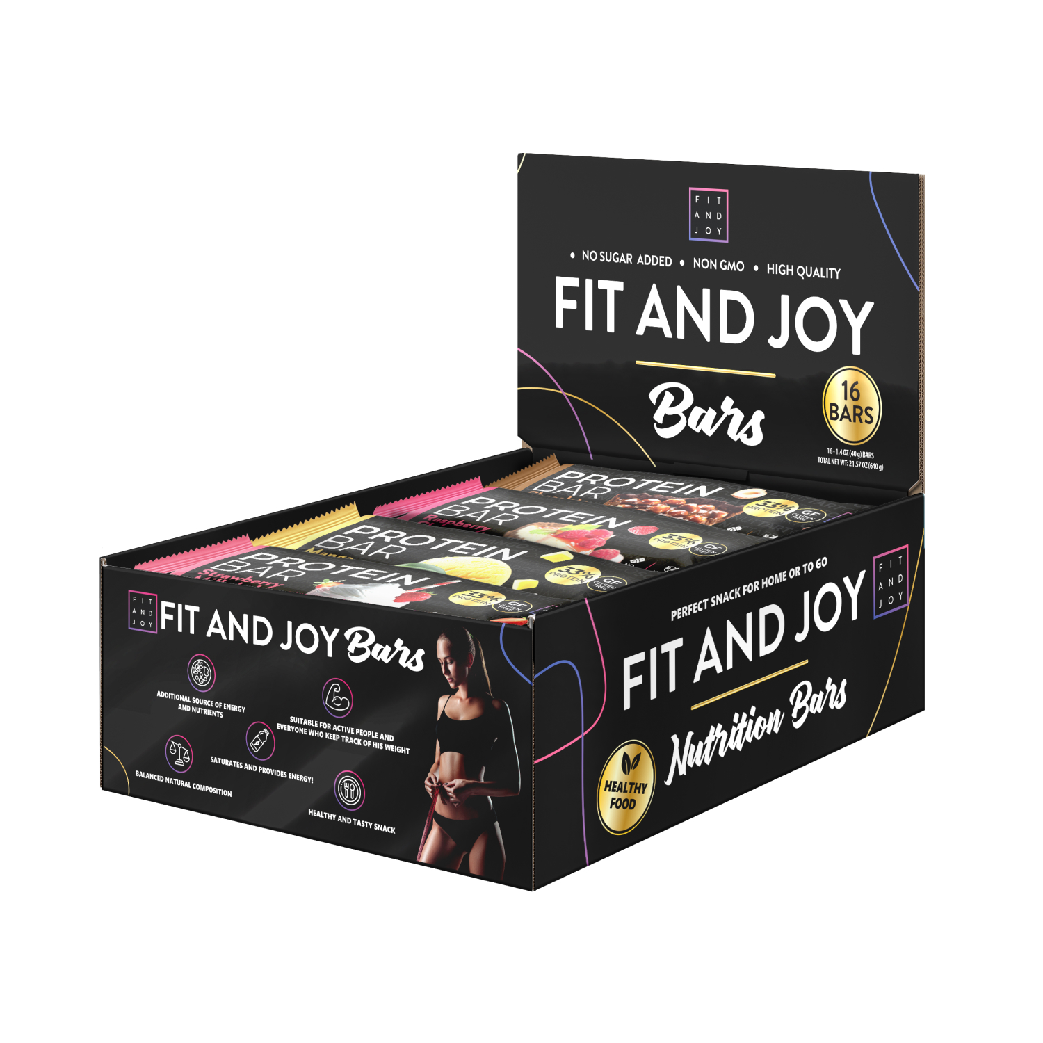 Протеиновый батончик Fit and Joy без глазури ассорти, 16 шт