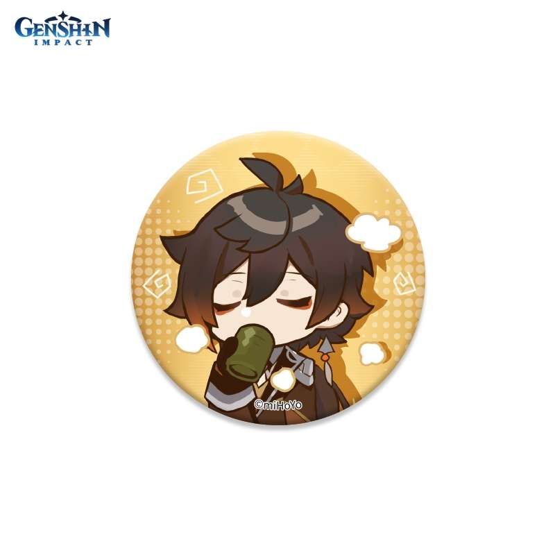 Значок Genshin Impact GEN201 Chibi Expressions Character Can Badge Zhongli 5,8 см