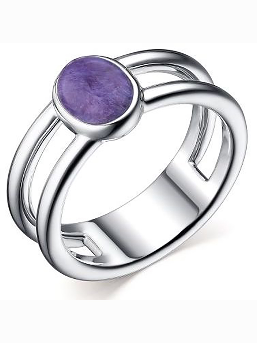 

Кольцо с 1 чароитом из серебра р. 17,5 Алкор серебро 01-2633_0ЧРТ-00, 01-2633_0ЧРТ-00