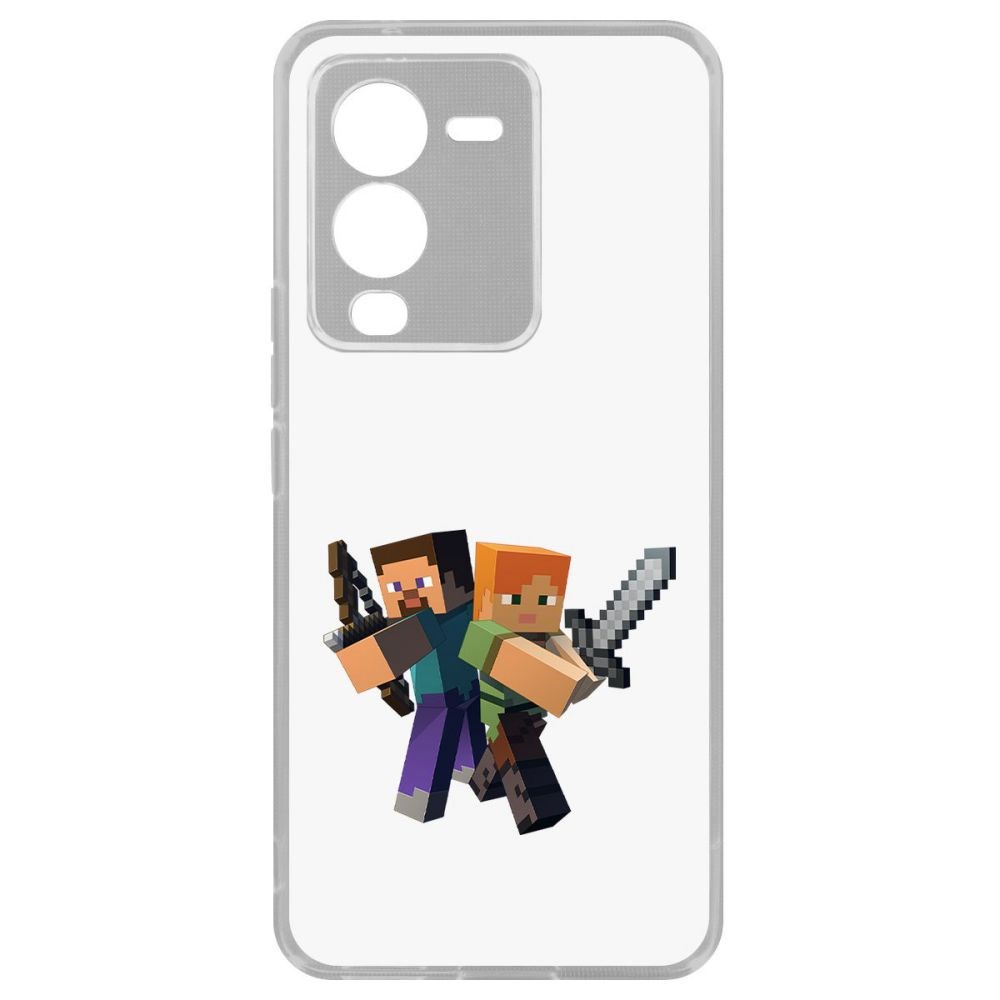 

Чехол-накладка Кейс Minecraft-Стив и Алекс для Vivo V25 Pro, Прозрачный