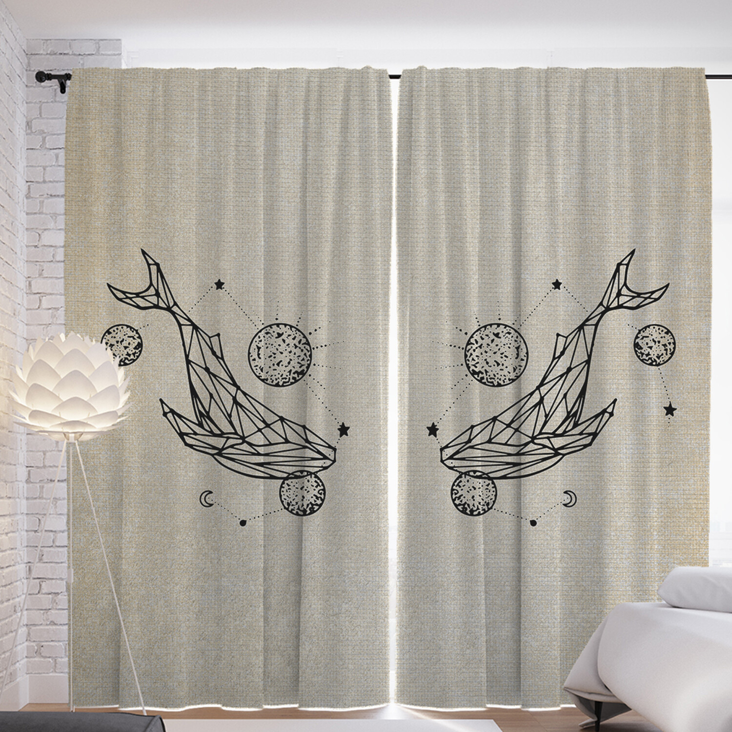 

Шторы с фотопечатью JoyArty "Космические киты в графике" из сатена, 290х265 см, Космические киты в графике