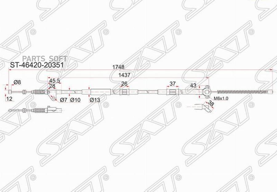 

Трос Ручника Ty Corona/Caldina #T19#/21# 2Wd (Барабан Тормоза) - Rh (Правый) Sat St-4