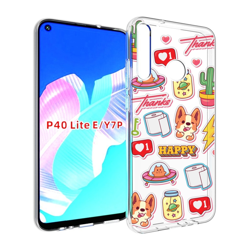 

Чехол бампер MyPads милые-стикеры-корги для Huawei P40 Lite E, Прозрачный, Tocco