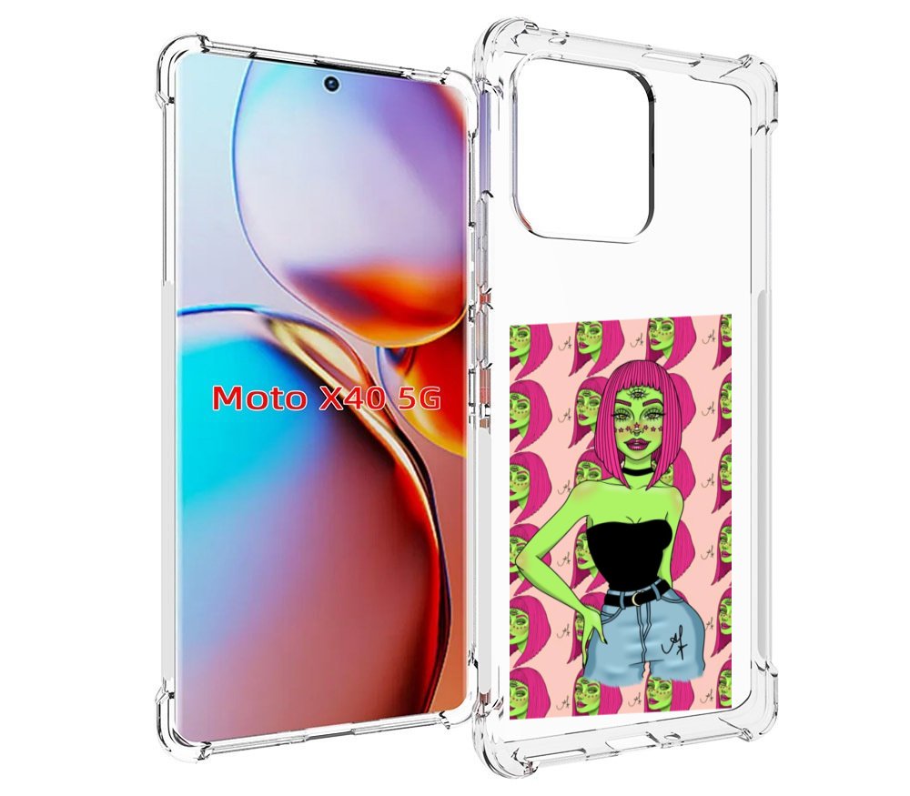 

Чехол MyPads зеленая-девушка-с-глазом женский для Motorola Moto X40, Прозрачный, Tocco