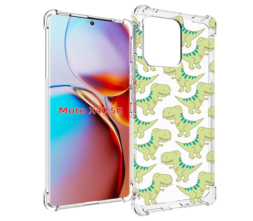 

Чехол MyPads зеленые-динозаврики для Motorola Moto X40, Прозрачный, Tocco