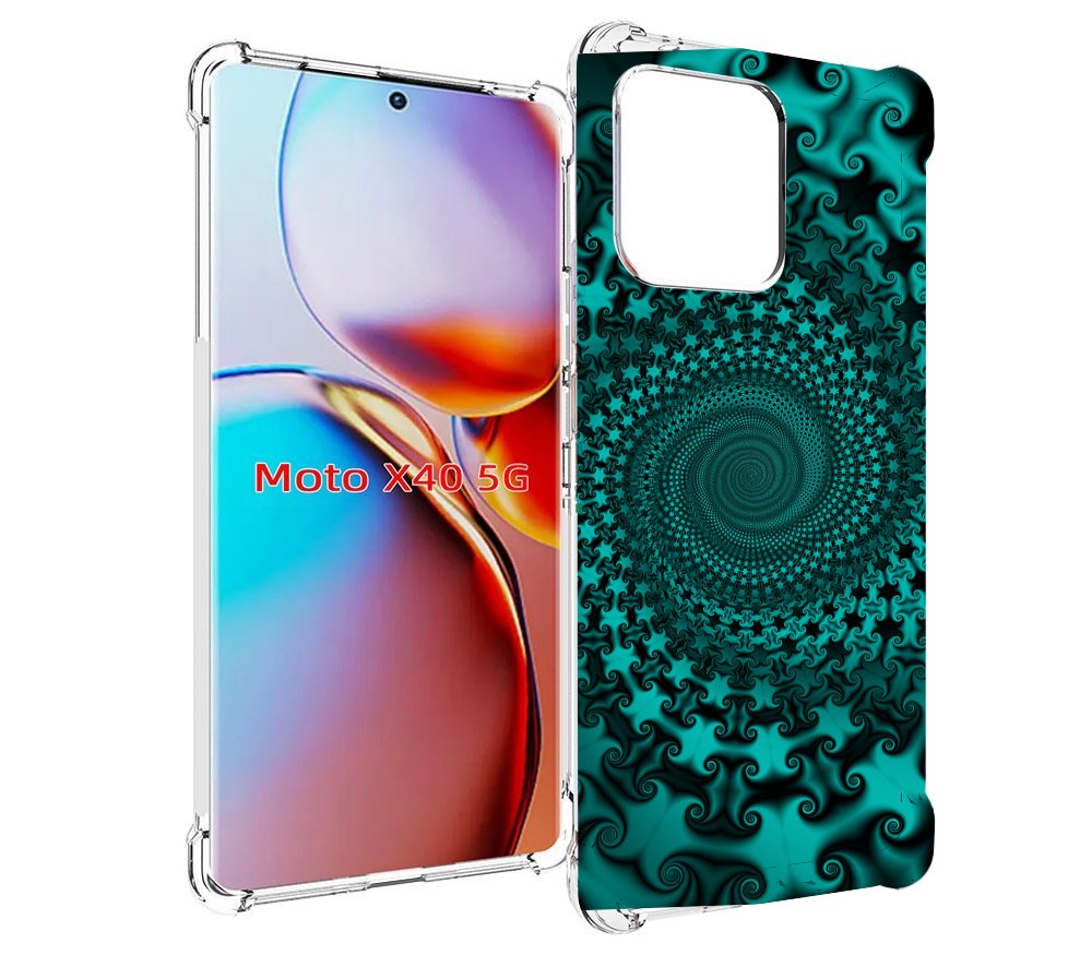 

Чехол MyPads зеленый-гипноз для Motorola Moto X40, Прозрачный, Tocco