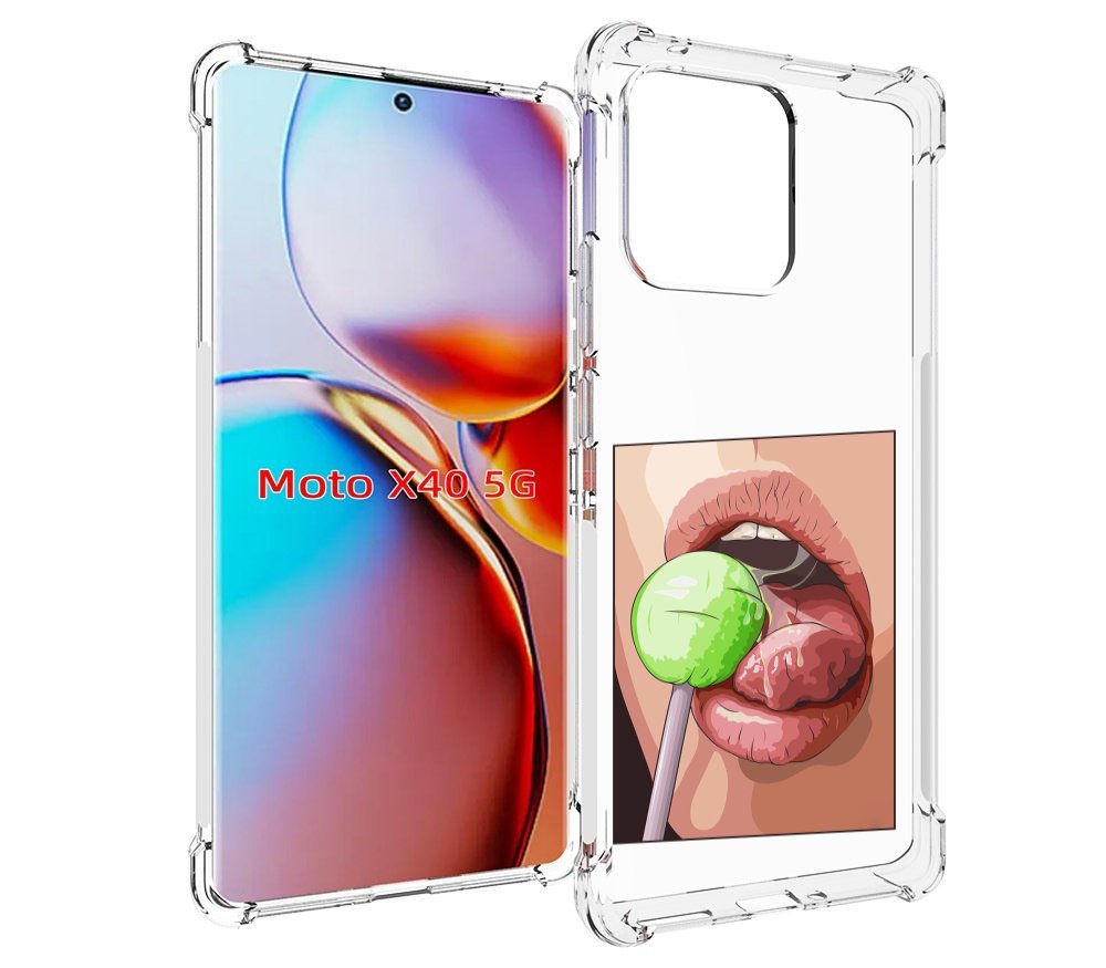 

Чехол MyPads зеленый-чупа-чупс женский для Motorola Moto X40, Прозрачный, Tocco