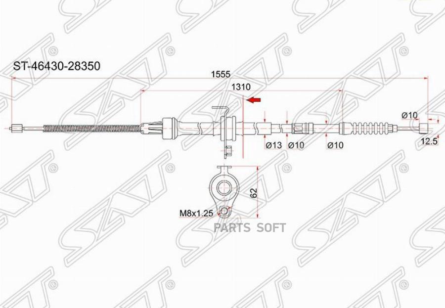 

Трос Ручника Ty Townace Noah 2wd Cr4#/Sr4# 98-, - Lh (левый) Sat арт. ST-46430-28350