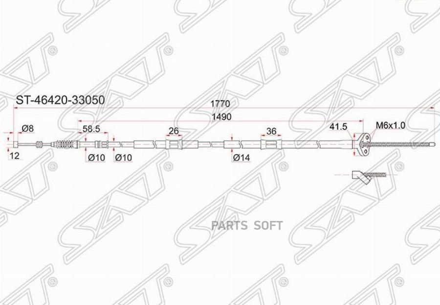 SAT ST-46430-33050 Трос ручника TY Camry Gracia MCV2#/SXV2#, 2WD -LH 1шт