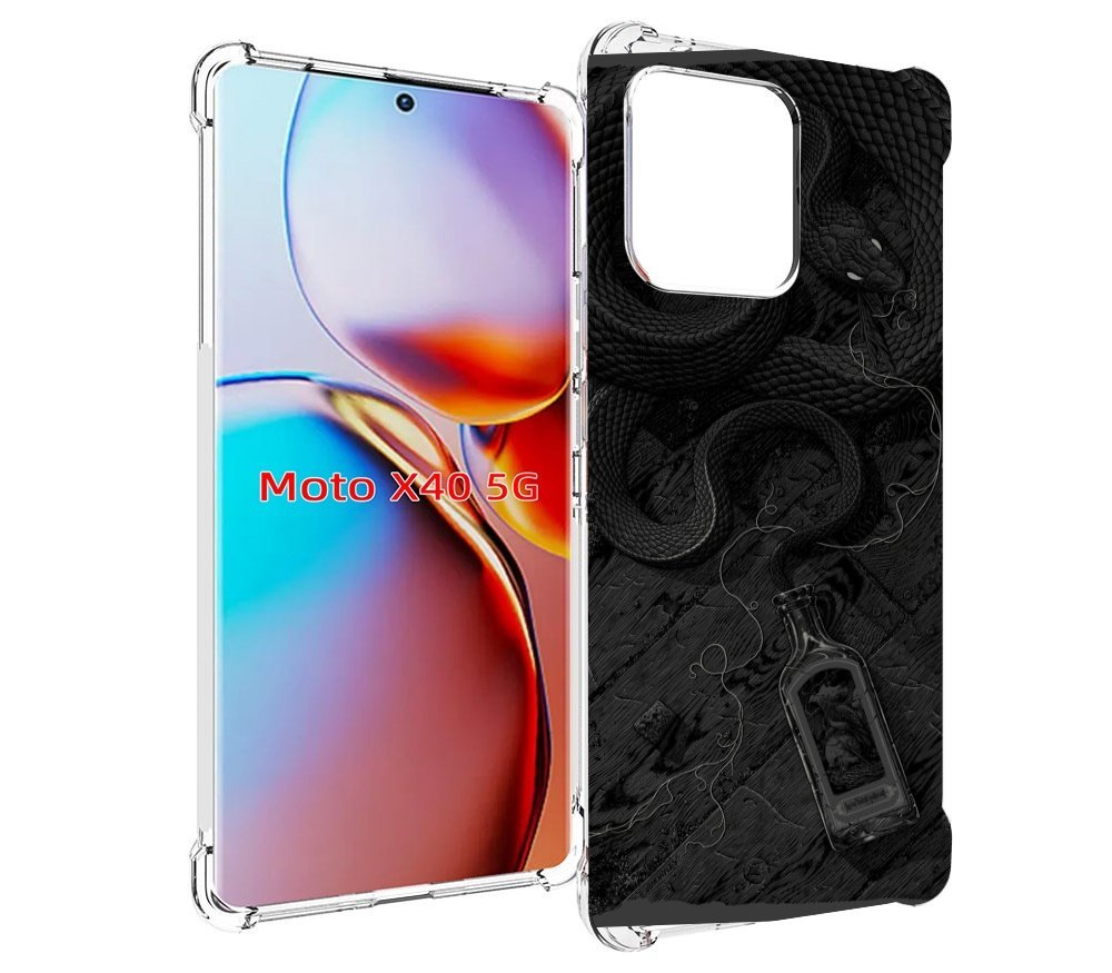 

Чехол MyPads змея с бутылкой для Motorola Moto X40, Прозрачный, Tocco