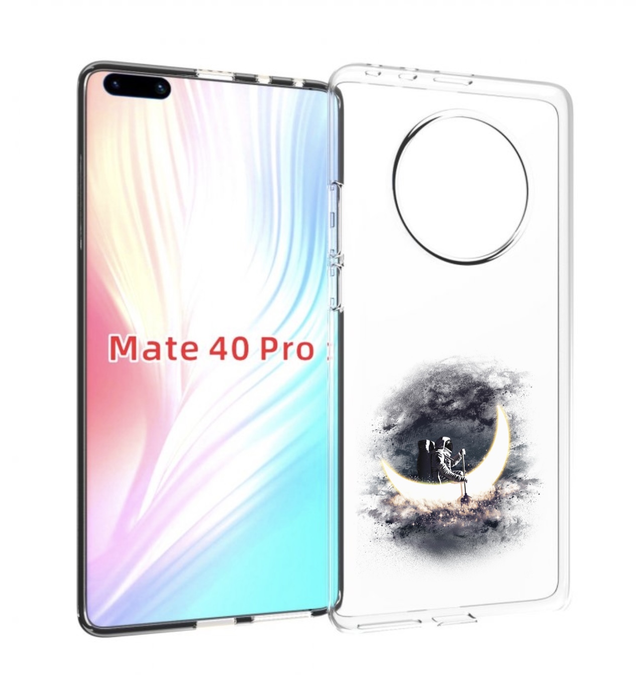 

Чехол MyPads лунный путешественник для Huawei Mate 40 Pro (NOH-NX9), Прозрачный, Tocco