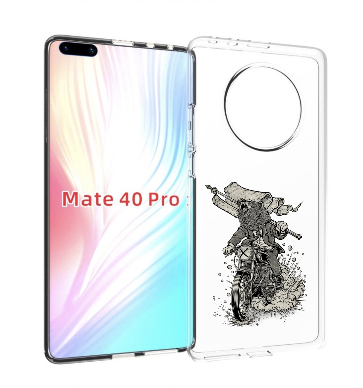 Чехол MyPads медведь на мотоцикле для Huawei Mate 40 Pro (NOH-NX9)